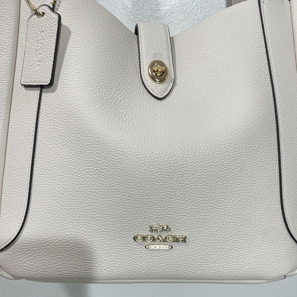 NWT Coach Hadley Turnlock Tote Shoulder Bag Pebbled Leather CAL17 Chalk Cream - Picture 6 of 10